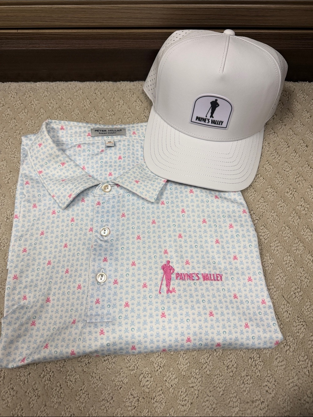 GOLF BUNDLE Peter Millar White Polo & Melin Hat - Payne’s Valley Logo